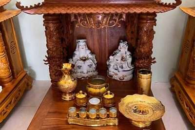 Bàn thờ ông địa gỗ sồi